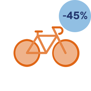 Fahrrad mit -45 % Schriftzug